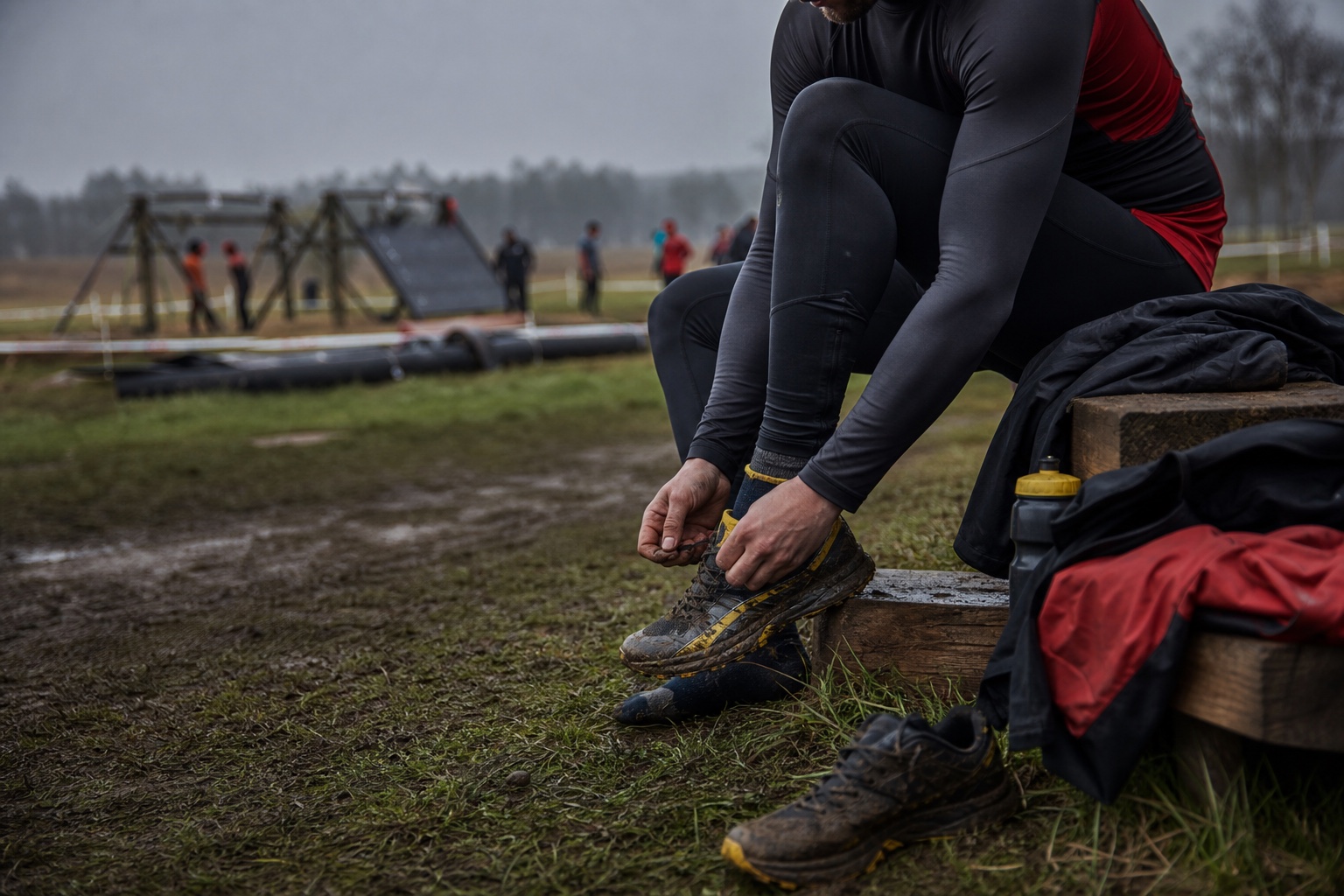 Running shoes in mud