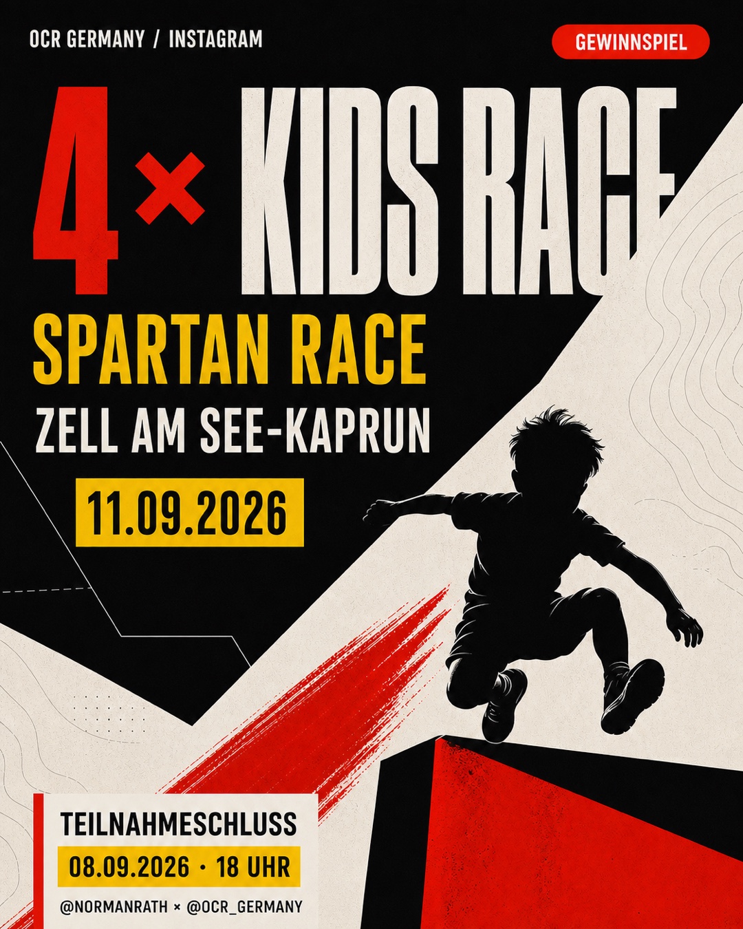 Vier Kids-Race-Startplätze für Spartan Race Zell am See-Kaprun zu gewinnen